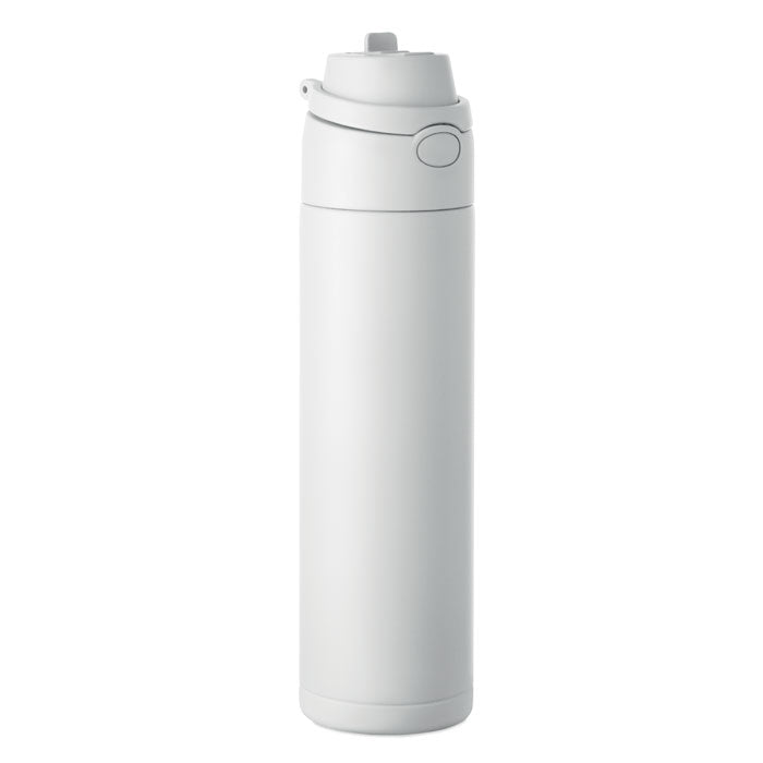 Branded Vacuum Bottle with Straw and Handle - 500ml in White