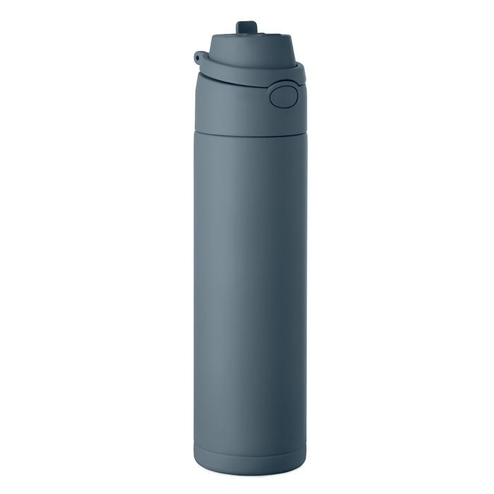 Branded Vacuum Bottle with Straw and Handle - 500ml in Blue