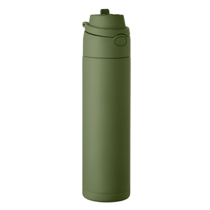 Branded Vacuum Bottle with Straw and Handle - 500ml in Green