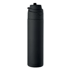 Branded Recycled Steel Bottle with Straw and Handle in Black