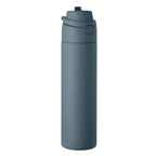 Branded Recycled Steel Bottle with Straw and Handle in Blue