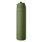 Branded Recycled Steel Bottle with Straw and Handle in Green