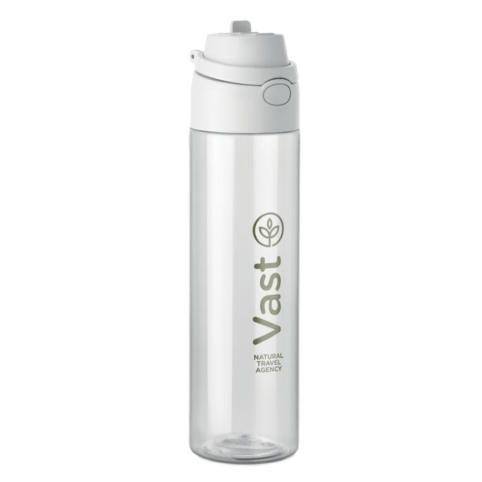 Branded RPET Bottle with Straw and Handle in White
