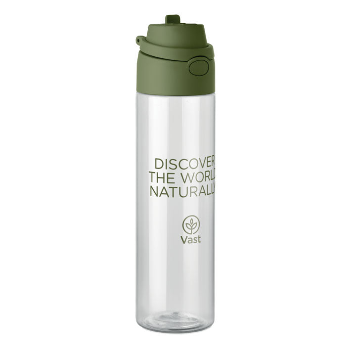 Branded RPET Bottle with Straw and Handle in Green