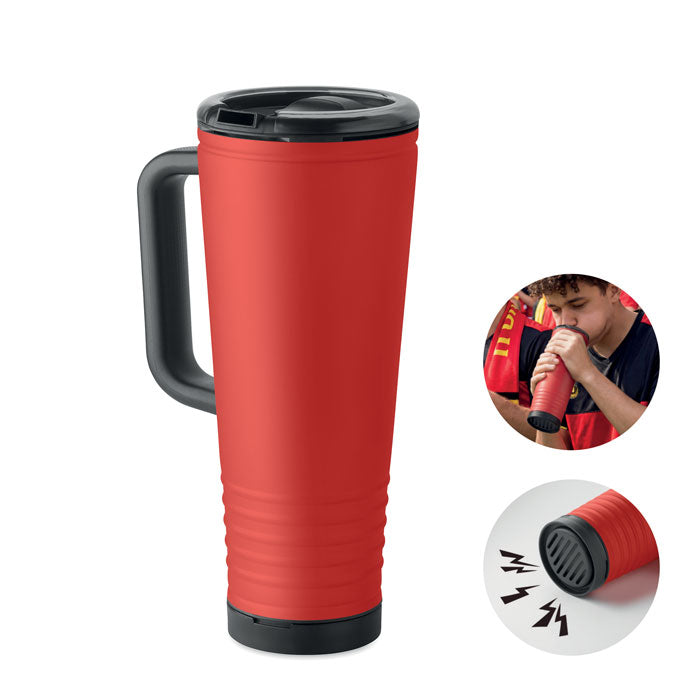 Branded Double Wall Cheering Cup with Horn in Red