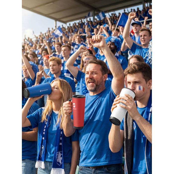 Branded double wall cheering cup with horn, detail