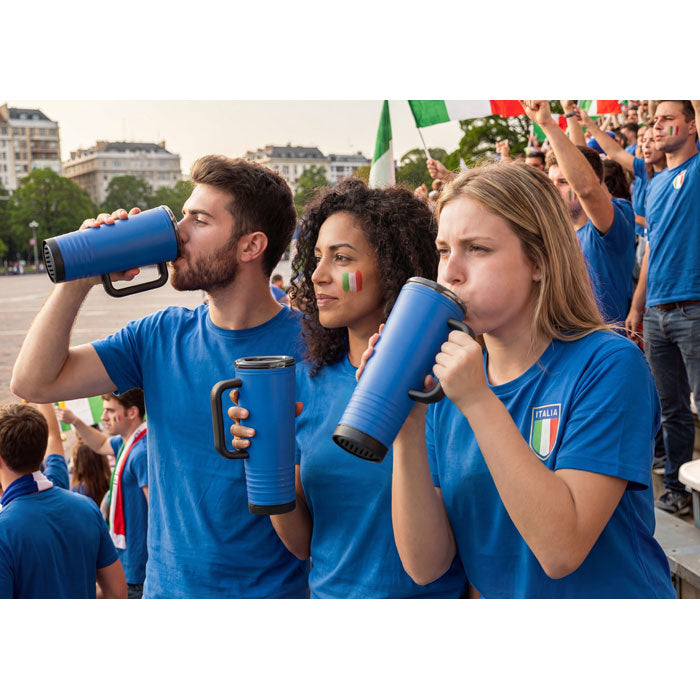 Branded Double Wall Cheering Cup with Horn in use