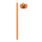 Branded Halloween pencil with pumpkin eraser, side view