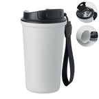 Branded Ceramic-Lined Tumbler with Wrist Strap in White