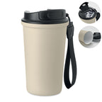 Branded Ceramic-Lined Tumbler with Wrist Strap in Brown