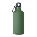 Branded Recycled Steel Rubber-Finish Bottle - 500ml in Green