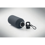 Branded recycled steel rubber-finish bottle, top