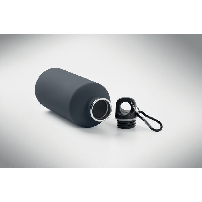Branded recycled steel rubber-finish bottle, top