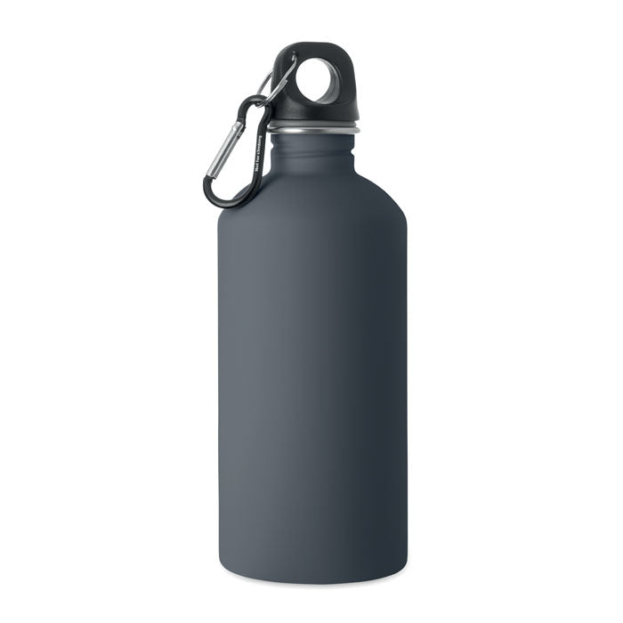 Branded recycled steel rubber-finish bottle, 500ml