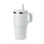 Branded Recycled Steel Tumbler with Straw - 500ml in White