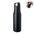 Branded Powder-Coated Vacuum Bottle with Handle in Black