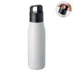 Branded Powder-Coated Vacuum Bottle with Handle in White