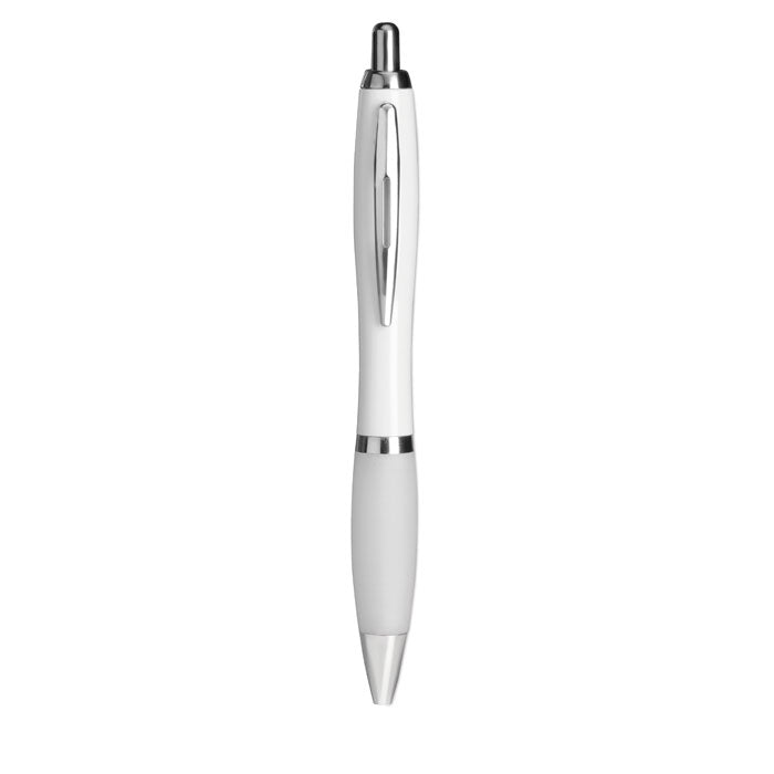 Branded Recycled ABS Soft Grip Ball Pen in White