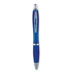 Branded Recycled ABS Soft Grip Ball Pen in Blue
