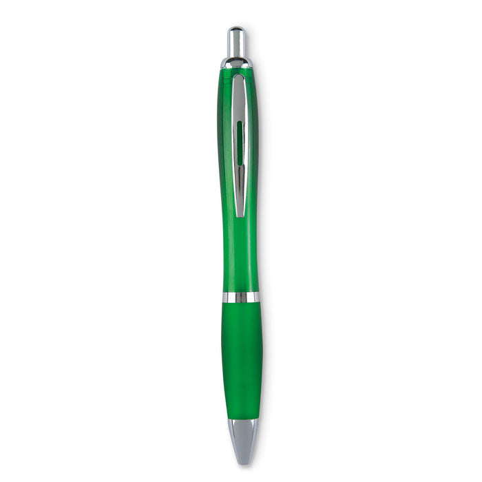 Branded Recycled ABS Soft Grip Ball Pen in Green