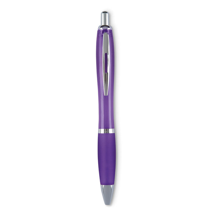Branded Recycled ABS Soft Grip Ball Pen in Purple