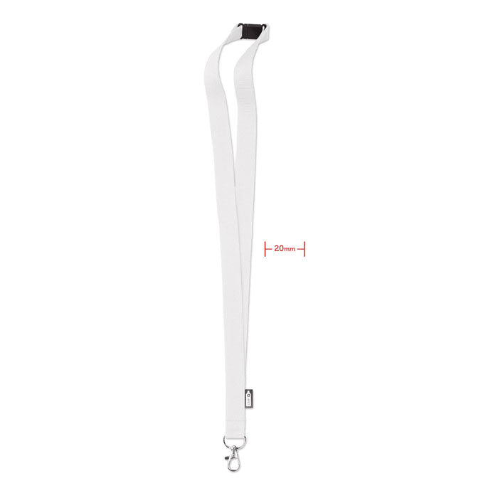 Branded 20mm RPET Lanyard in White