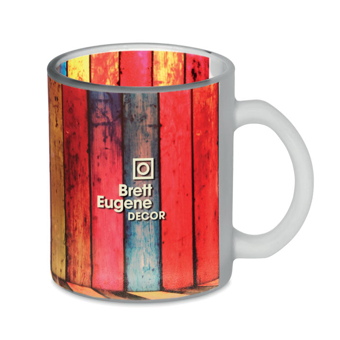 Branded matt sublimation glass mug, printed