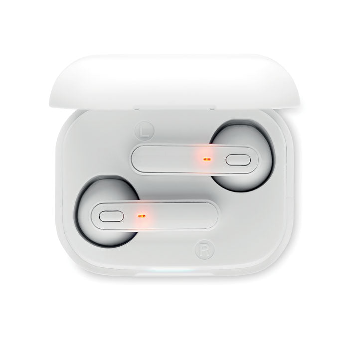 Branded Recycled ABS TWS Earbuds with Charging Base without branding