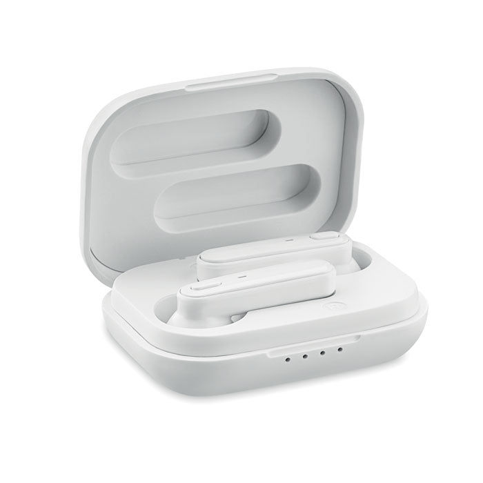 Branded Recycled ABS TWS Earbuds with Charging Base without branding