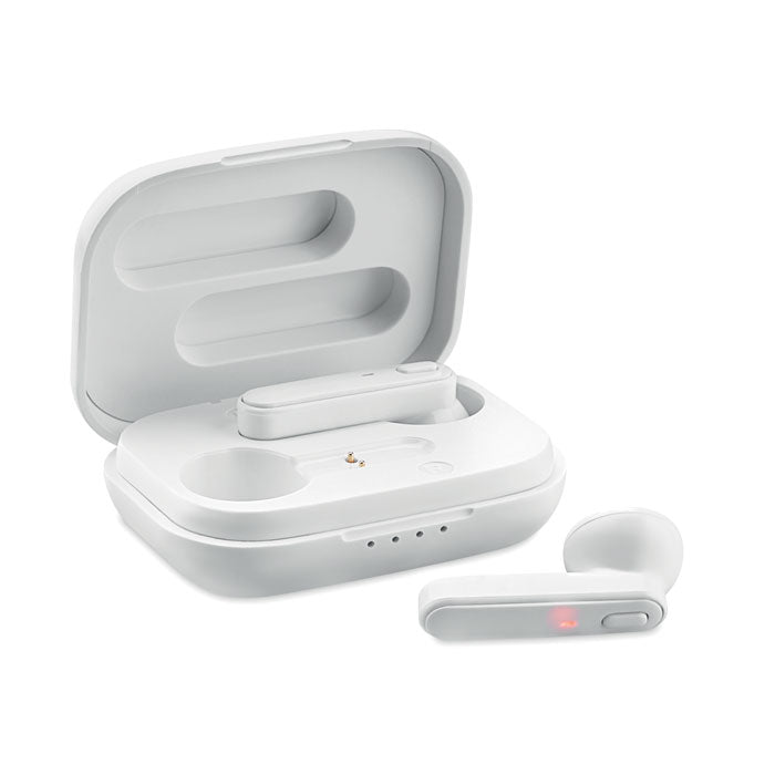 Branded Recycled ABS TWS Earbuds with Charging Base