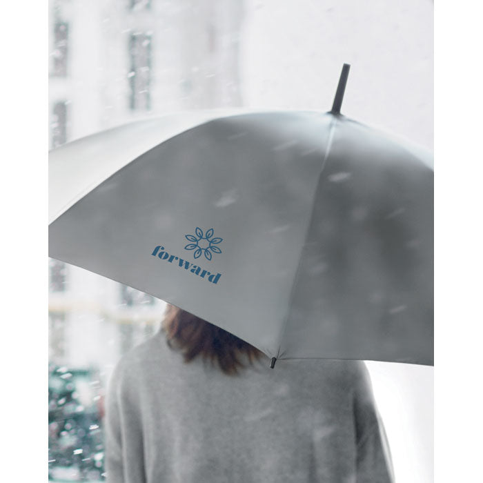 Branded 23 Inch Reflective Umbrella in use