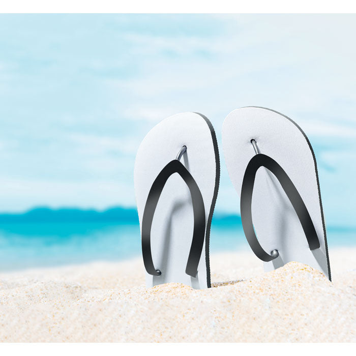 Branded Sublimation Beach Slippers in use