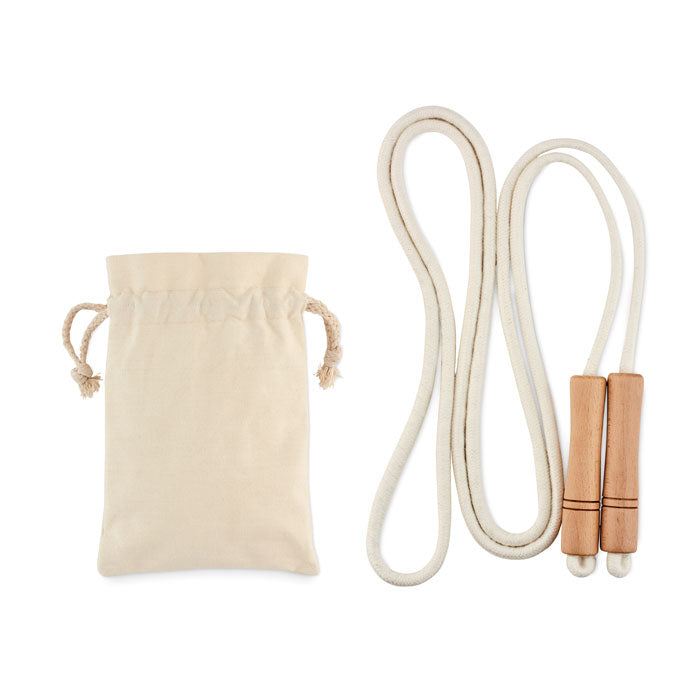 Branded Cotton Skipping Rope with Wooden Handles without branding