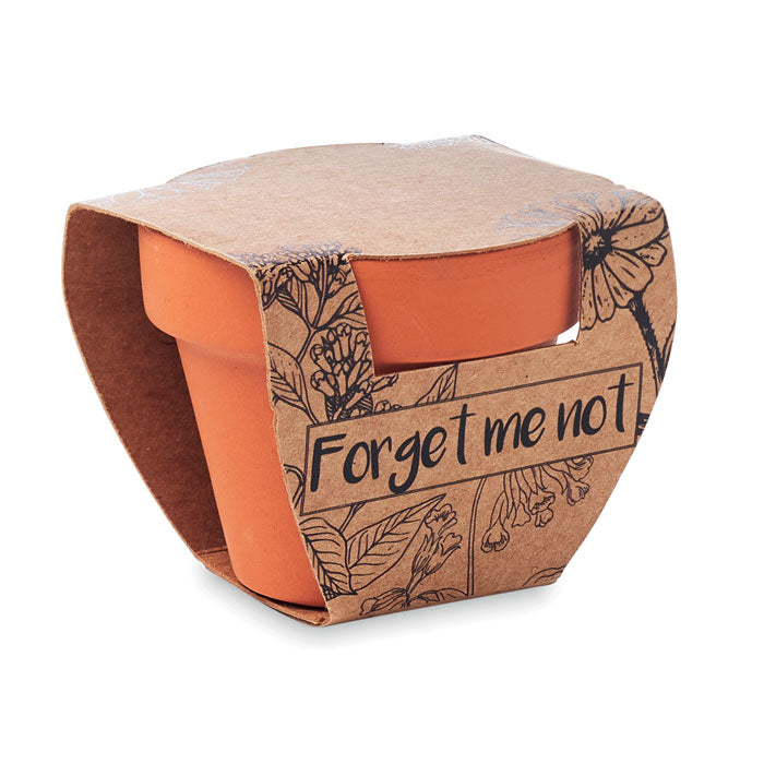 Branded Terracotta Pot with Forget-Me-Not Seeds without branding