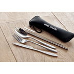 Branded Printed Reusable Cutlery Set with Pouch in use