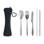 Branded Printed Reusable Cutlery Set with Pouch without branding