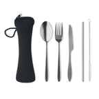 Branded Printed Reusable Cutlery Set with Pouch without branding
