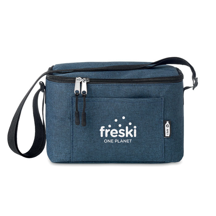 Branded 600D RPET Cooler Bag for Cans in Blue
