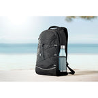 Branded 600D RPET Backpack 29 x 16 x 46cm in use
