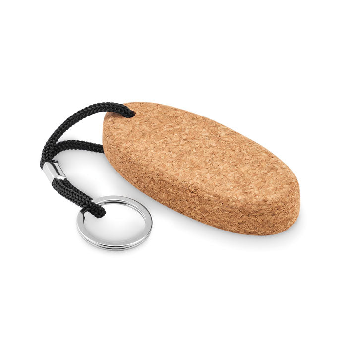 Branded Floating Cork Key Ring in Black