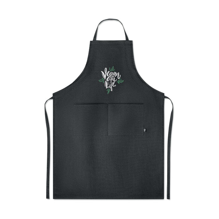 Branded Hemp Adjustable Kitchen Apron 200gsm in Black