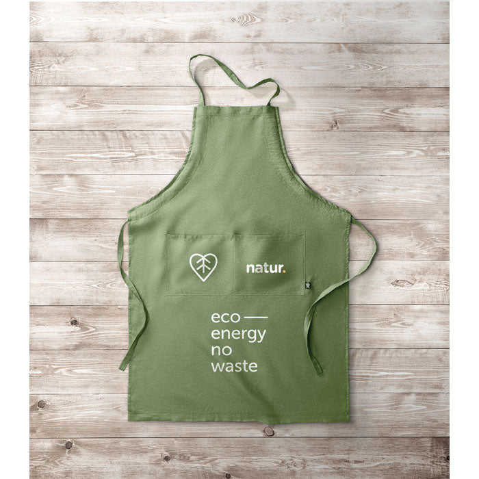 Branded Hemp Adjustable Kitchen Apron 200gsm in use
