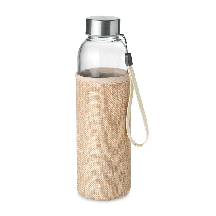 Branded glass bottle with jute mix pouch