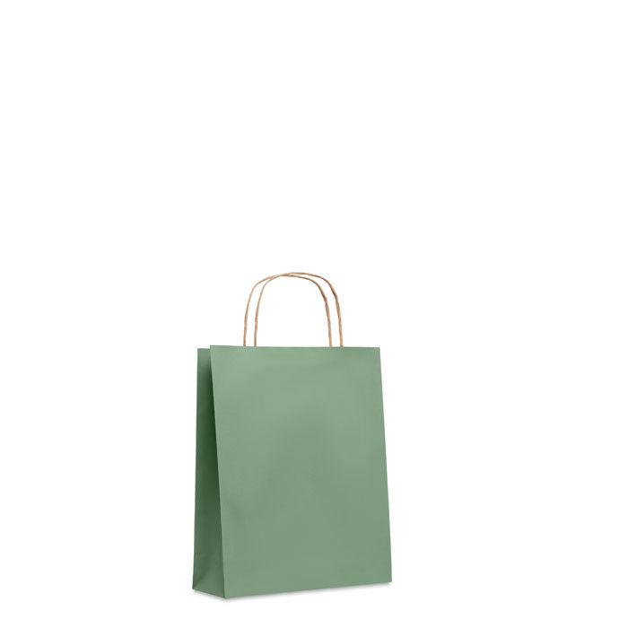 Branded Small Gift Paper Bag 90gsm in Green