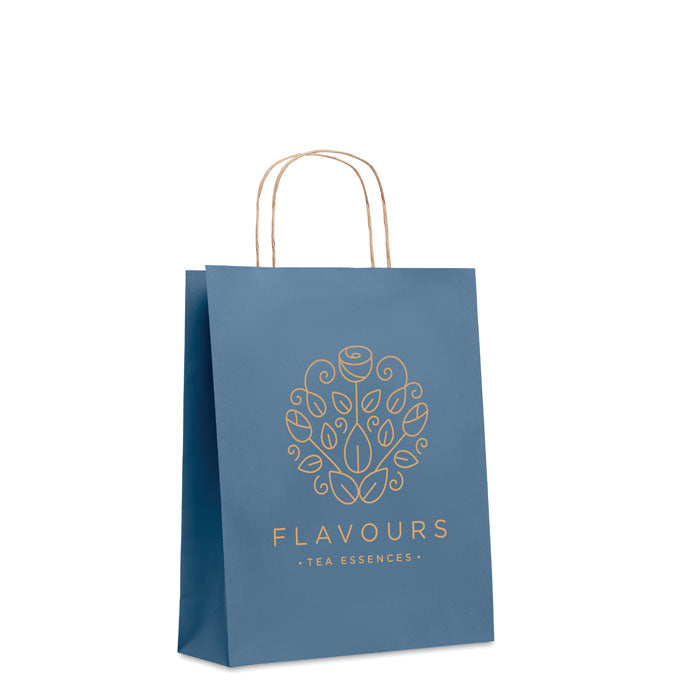 Branded Medium Gift Paper Bag 90gsm in Blue