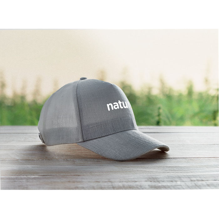 Branded 5 Panel Hemp Cap 370gsm in use
