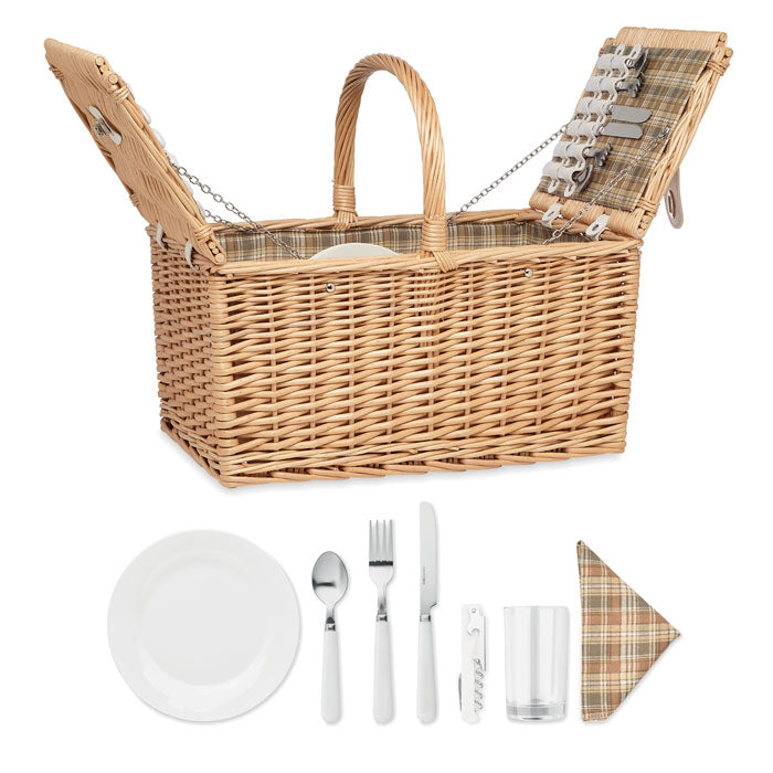 Branded Wicker Picnic Basket for 4 without branding