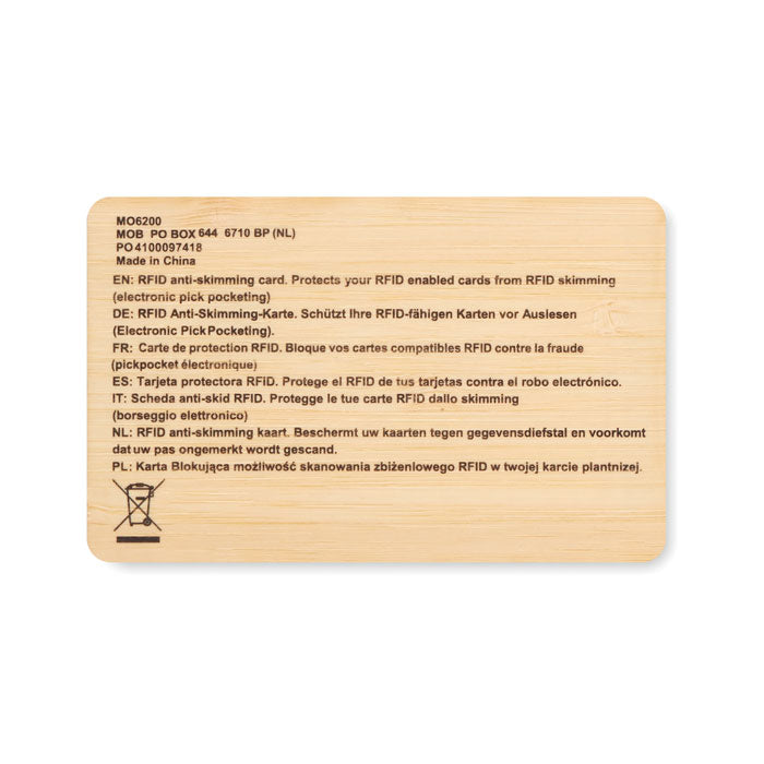 Branded RFID Card in Bamboo Material without branding