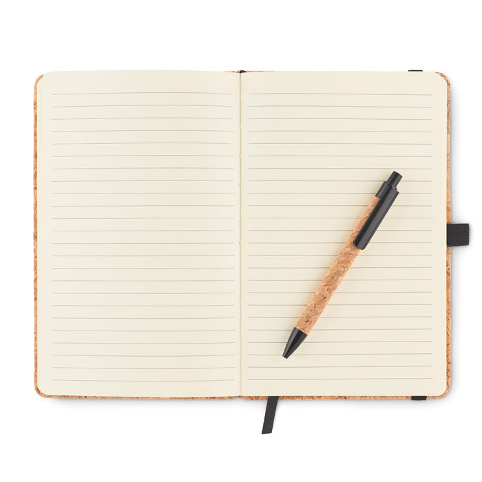 Branded A5 Cork Notebook with Pen in Gift Box without branding