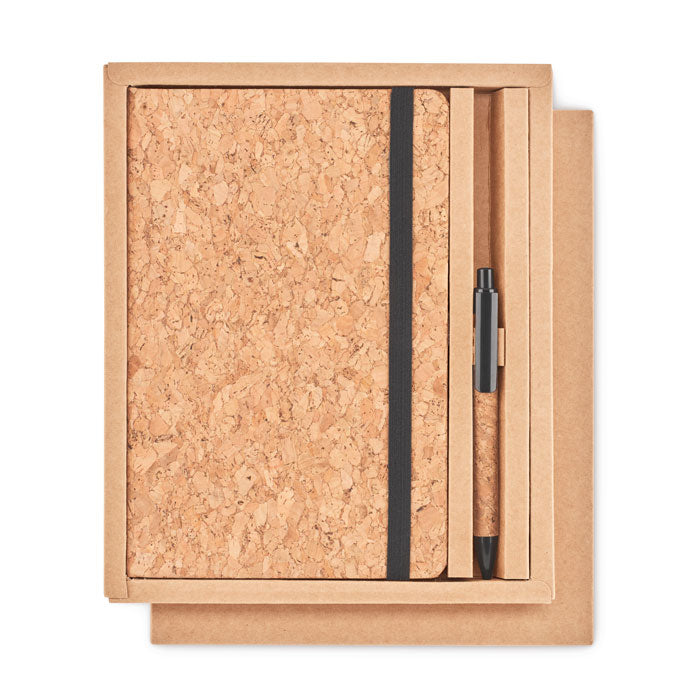 Branded A5 Cork Notebook with Pen in Gift Box without branding